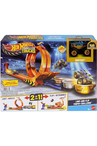 Jbx64 Hot Wheels Monster Trucks Döngü Ve Takla Bigfoot Oyun Parkuru Çok Renkli