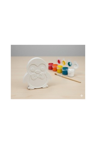 Taş Tozu Boyama Seti- Penguenler - 2'li Set + 6 Ana Renk Boya+fır
