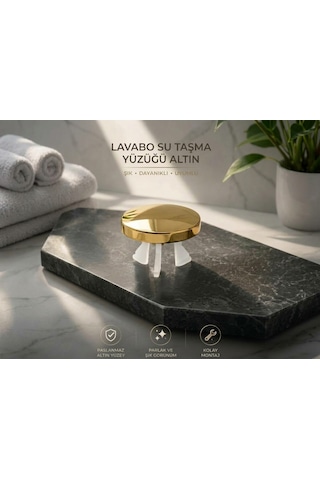 Lavabo Su Taşma Yüzüğü - Parlak Altın Üniversal