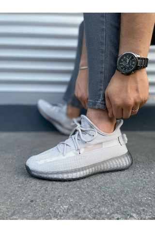 Mevese Morven Erkek , Kadın Triko Sneaker Ayakkabı Günlük Bağcıklı Hafif Spor Modeli - Gri