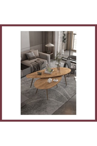 Storeşahin Elips Orta Sehpa Seti Suntalam Kahverengi 116x46 Shn0720