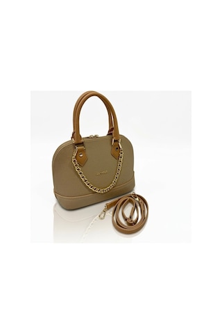 Just Polo Kadın Zincir Detaylı Lüks El & Omuz Çantası Ve Cüzdanı Kombin Shopper Ebat : 25x22 Cm Krem - Camel 93833165