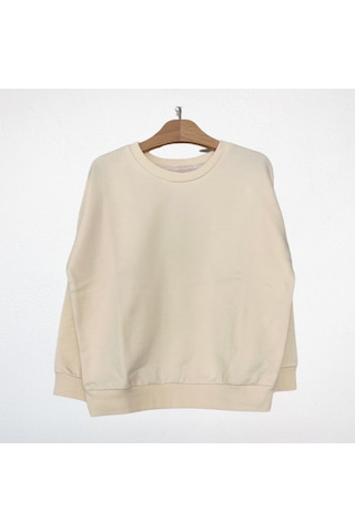 Noble Kids Erkek Çocuk Şardonlu Oversize Basic Sweatshirt Krem