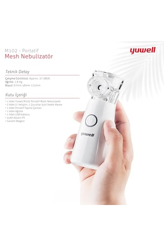 Yuwell Portatif Mesh Nebulizatör M102 Pilli + Usb Doğrudan Kullanım