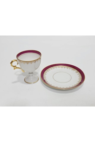 Limoges Bordo Kahve Fincan Takımı Çok Renkli
