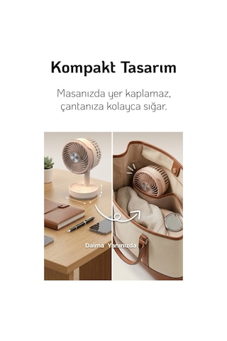 El Fanı Masaüstü Vantilatör Soğutucu Teleskopik 3 Kademe Type-c Hızlı Şarj Mini Soğutucu