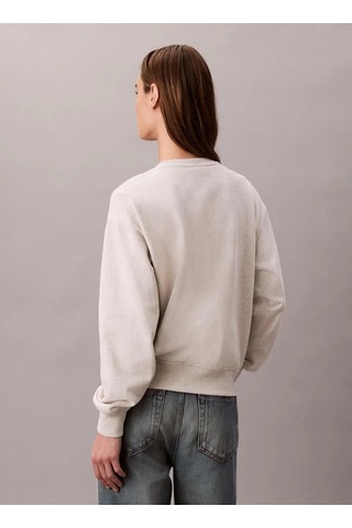 Calvin Klein Jeans Monologo Uzun Kollu Rahat Kesim Penye Bisiklet Yaka Kadın Gri Sweatshirt Lv047b23 Gri