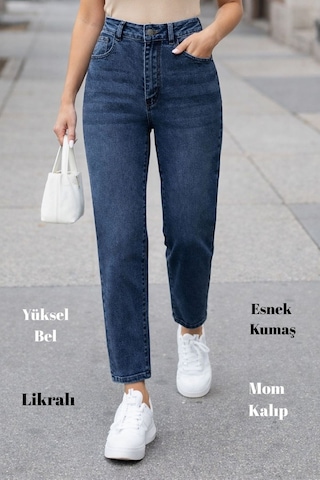 Cedy Denim Kadın Yüksek Bel Soho Boyfriend Jean C599 Mavi