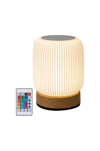 Ahşap Desenli Dokunmatik Gece Lambası Pat Masa Lambası Yatak Odası Başucu Lambası Dahili Ortam Işığı RGB