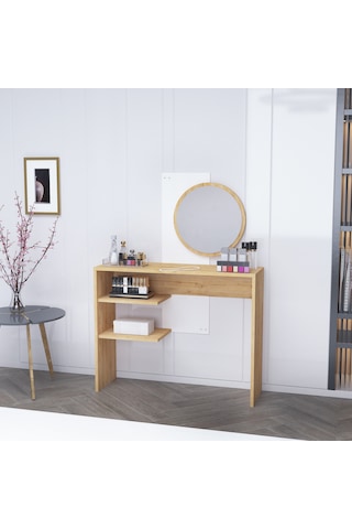 Dali Modern Dekoratif Aynalı Makyaj Masası Safirmeşe Beyaz