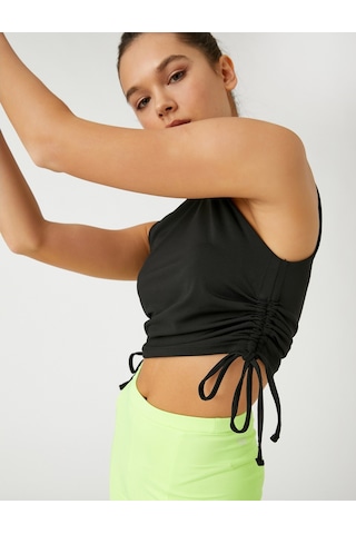 Koton Büzgülü Crop Spor Atlet Bisiklet Yaka Siyah 3wak30144nk 3WAK30144NK999 Siyah