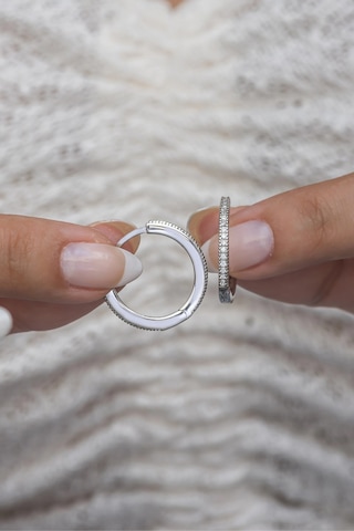 Nereze 925 Ayar Gümüş Rodyumlu 20 MM Tamtur Halka Küpe