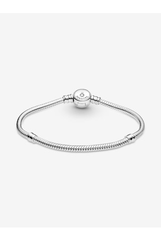 Dora&dora Işıltılı Mavi Disk Klipsli Yılan Zinciri Bileklik 925 Ayar Gümüş 19 Cm Gümüş