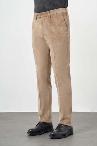 İmza Bej Fitilli Desen Kadife Pamuklu Yan Cep Comfort Fit Classic Pantolon 1003245160 Bej