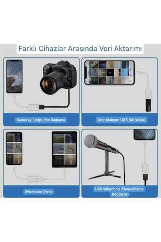 E-kervan Apple Uyumlu iPhone Lightning To Usb Çevirici Dönüştürücü Tak Ve Çalıştır 1 Adet