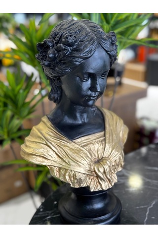 Dekoratif Gold Detaylı Ophelia Heykel Biblo Obje-5042