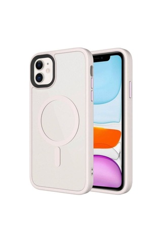 Apple Uyumlu iPhone 11 Kılıf Mat Arka Yüzey Wireless Şarj Özellikli Zore Flet M-safe Kapak Pembe