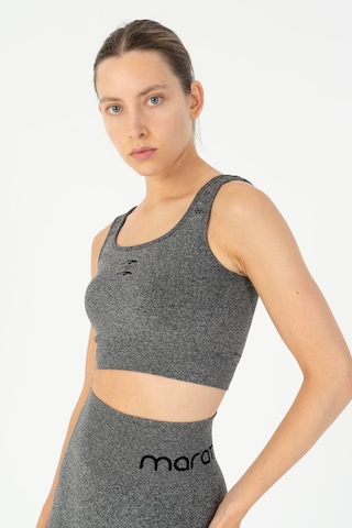 Maraton Slimfit Kadın Düz Yaka Siyah Melanj Bra Siyah - Melanj
