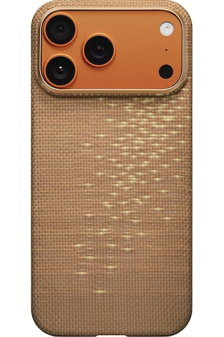 Apple Uyumlu iPhone 17 Pro Kılıf M-safeli Aramid Fiber Pitaka Glints Of Gold Ultra Slim Serisi Kapak Gold Gold