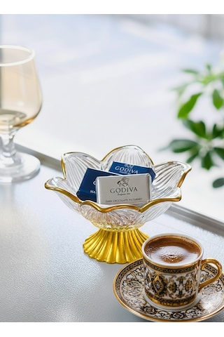 Lotus Çizgi Ayaklı Sunumluk 6 Lı Gold Altın