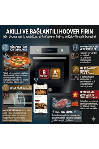 Hoover Empoli HO3158IN + HHW6LMX + HCH6MXTK Telefon Bağlantılı Inox Turbo Ankastre Set
