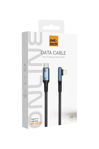 Nettech Nt-dc37 30w Plastik 100 Cm Type-c To Lightning Şarj Ve Data Kablosu Siyah
