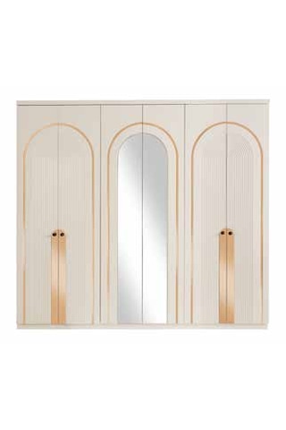 Azure Tamamı Mdf 6 Membranlı Kapaklı Gardırop Dolap Beyaz