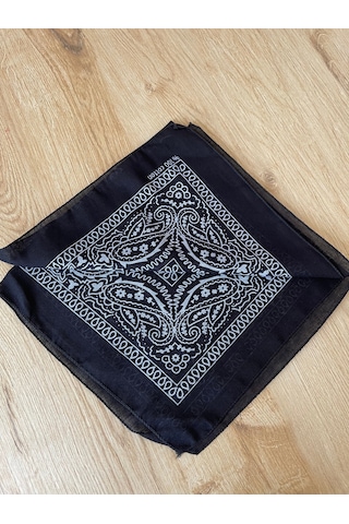 Pamuklu Klasik Desen Unisex Bandana Renkli Bandana Etnik Desenli A Kalite Bandana Siyah