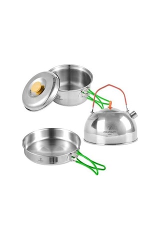 Createtech Uyumlu Tüm Tencereler İçin Skycıty Taşınabilir Set Paslanmaz Çelik Ocak Kampçılar İçin Hafif Gümüş 12 & Kh Gümüş