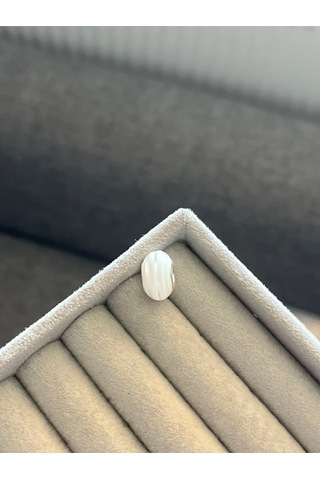 Çizgili Beyaz Murano Charm Gümüş