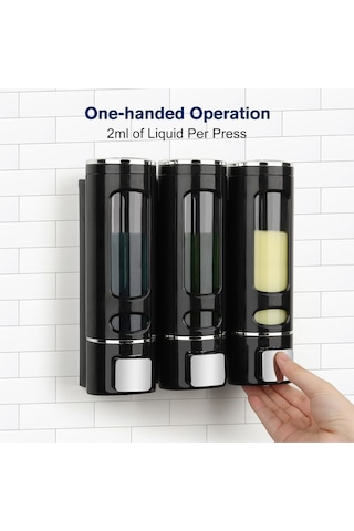 Dlnshop 3 Adet Siyah 400 Ml Duvara Monte Manuel Sabunluk Banyo , Mutfak El Sıvı Şampuan Duş Jeli D-52 Siyah