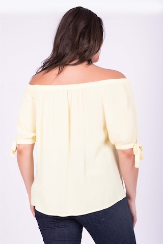 Myline Yakası Lastikli Kolları Bağcıklı Bluz-557 Sarı
