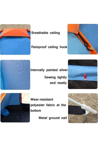 Prestigegoods Çift Kişilik Mavi Plaj Çadırı, Otomatik Hızlı Kurulum, Yağmur Ve Güneşe Dayanıklı Mavi