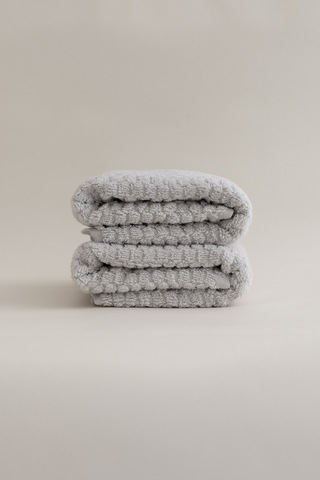 Ivory Gri Kabartma Dokulu Mikro Fiber %100 Pamuk 2li El Yüz Havlu Gri