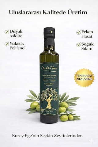 Sadık Amca Erken Hasat Soğuk Sıkım Natürel Sızma Zeytinyağı 500 Ml. Cam Şişe