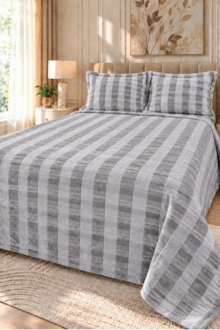 Kapreo Home Hennesey 3 Parça Comforter Yorgan Yatak Örtüsü Seti Çift Kişilik 240x260 Gri