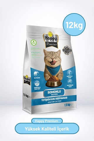 Happy Somonlu Kuru Kedi Maması 12 KG