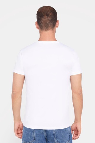 Tudors Erkek Slim Fit Dar Kesim %100 Pamuk Yumuşak Dokulu Baskılı Beyaz Bisiklet Yaka Tişört-29180 Beyaz
