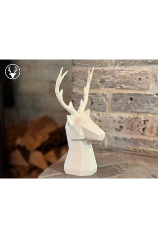 2 Adet Siyah Beyaz Dekoratif Geyik Görünümlü Poli Vazo, Dekoratif Biblo, Masa Üstü Geyik Kafası Obje