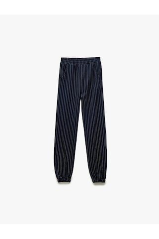 Koton Çizgili Cepli Viskon Beli Lastikli Jogger Pantolon Lacivert Çizgili 6wkg40008ak 7s2