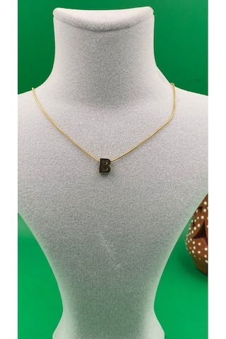 14k Altın Renginde B Harf Minimal Model Çelik Kadın Kolye Altın