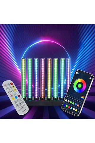 Sese Duyarlı Rgb Ambiyans Çubuğu Kumandalı Müzik Ritmik Ekolayzer Masaüstü Aydınlatma Siyah
