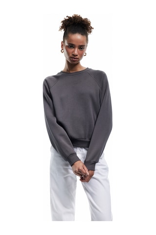 Koton Pamuklu Bisiklet Yaka Şardonlu Sweatshirt Antrasit 6wal10309ık Antrasit