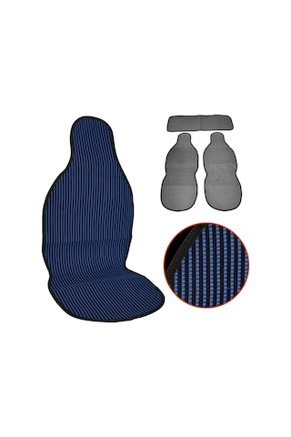 Nyf 07 Terletmez Minder Pamuklu Mavi-siyah 3 Lü Set 2 Ön Pilot + 1 Arka Oturma