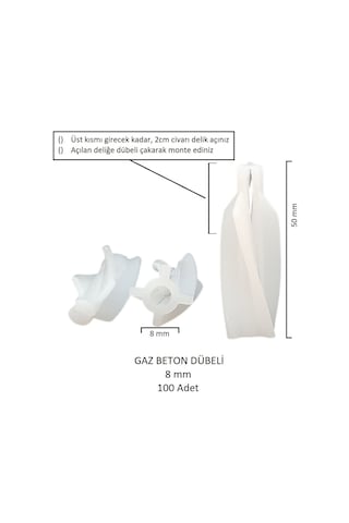 Gaz Beton Ytong Dübeli 8 Mm 100 Adet
