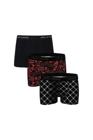 John Frank Logolu Pamuklu 3'lü Paket Boxer Erkek Boxer Jfbs3 Lacivert-sturuncu-sbeyaz