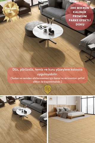 Trendpoint Kendinden Yapışkanlı 60cm 100cm Parke Görünümlü Premium Zemin Duvar Kağıdı Dolap Kaplama