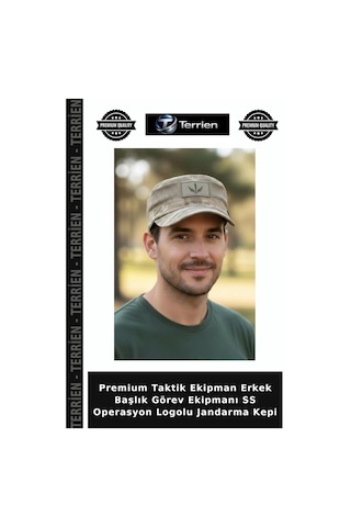 Terrien Premium Taktik Ekipman Erkek Başlık Görev Ekipmanı Ss Operasyon Logolu Jandarma Kepi Kamuflaj