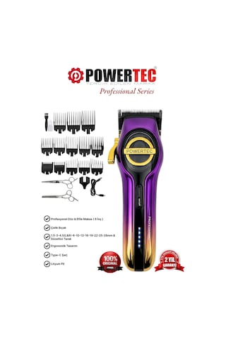 Powertec TR-7000 Profesyonel Usb Type-c Şarj Girişli Saç Sakal Tıraş Makinesi