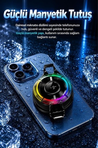 Premium Oyun Aleti Oyuncu Fanı Mobil Araç Kablolu Cep Telefon Soğutucu Acc100 Siyah